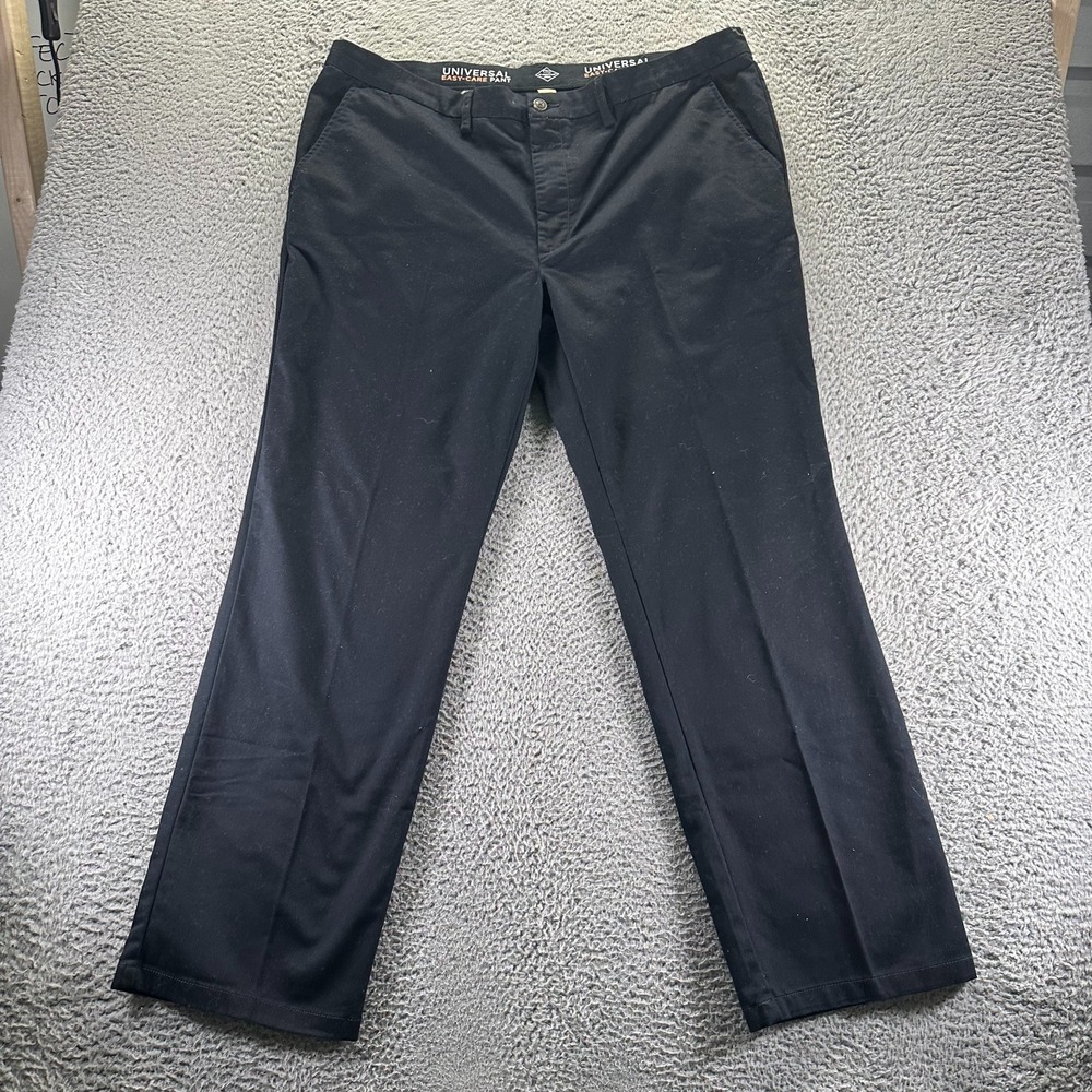 St. John's Bay Pant Mens 42x32 Black Cotton Chino Straight Preppy Career Stretch